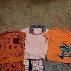 Orange Graphic T-Shirt and Pink Polo Shirt Set